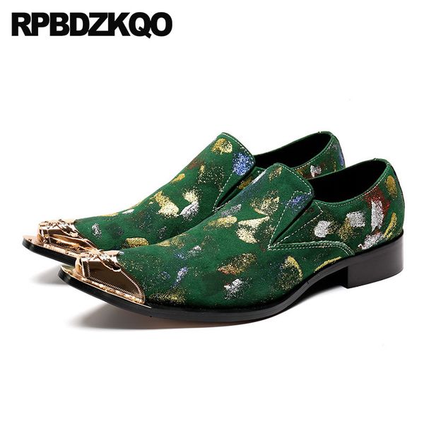 

pointed toe wedding italian 11 metal italy plus size big chic green men formal suede shoes party real leather 47 dress, Black