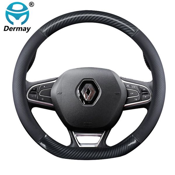 

leather car steering wheel cover for clio megane alaskan talisman kadjar kaptur koleos scenic symbol sandero duster