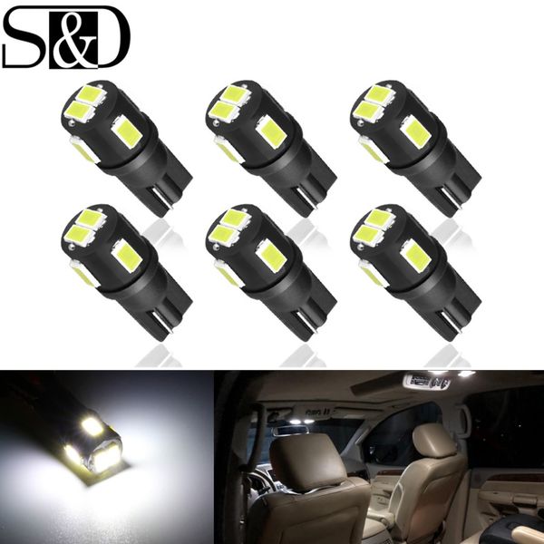 

s&d 6pcs t10 led w5w led bulbs car light 194 168 clearance reading license plate lamp interior dome lights 12v 6000k 5w5 auto