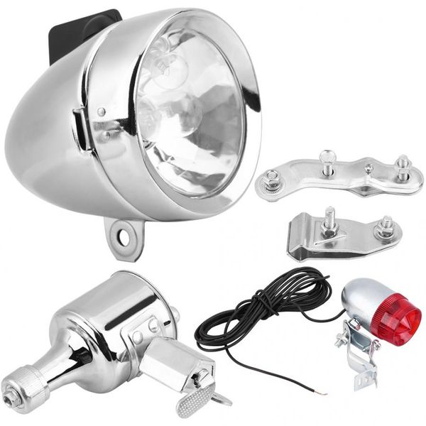 

12v 6w friction generator dynamo headlight tail light kit for bicycle motorized bike