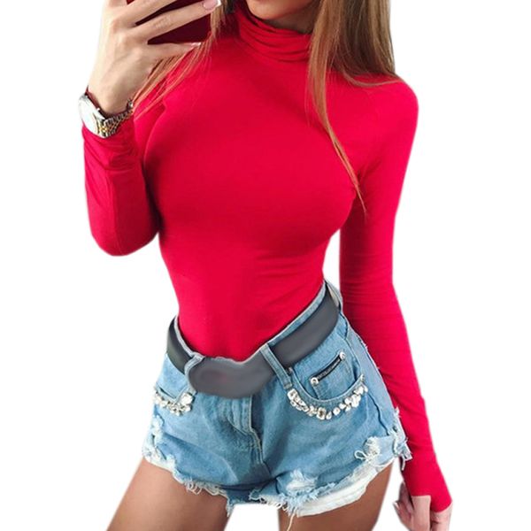 

female body autumn bodycon bodysuit feminino mujer skinny solid club stretchy red rompers winter jumpsuit long sleeve, Black;white