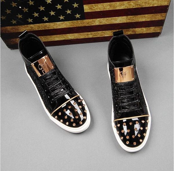 

Высокое качество мода мужчины высокий топ британский стиль Rrivet обувь мужчины при