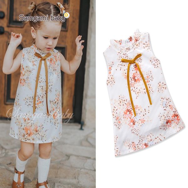 

retail summer flower girl dress baby cute sleeveless butterfly floral beach dresses fashion kids designer clothes children boutique clothing, Red;yellow