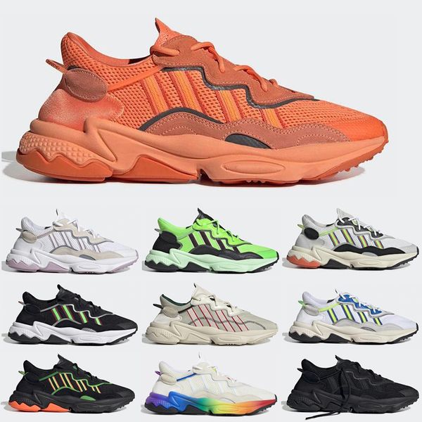 

новые кроссовки гордости mens женщин ozweego облако белый солнечный yelow неоновый зеленый halloween tones тройной черный тренер спорта крос