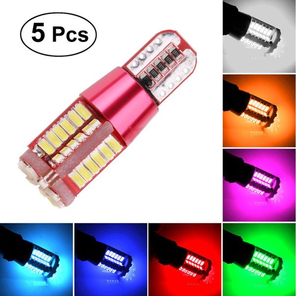 

5pcs t10 3014 led 57-smd car canbus error wedge dome license plate light lamp bulb (white light