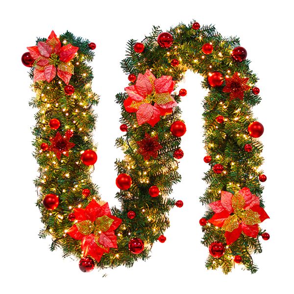 

2.7m christmas garland ornament garland wreath fake pine tree xmas decor 35-37 balls diy home artificial christmas decor