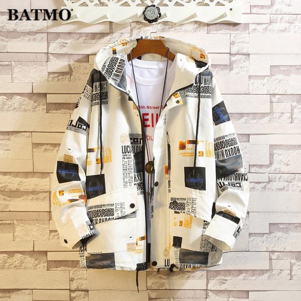 

batmo 2019 autumn new arrival men's hooded casual jacket,fashion personalized printed big size jacket coat men,size m-5xl, Black;brown
