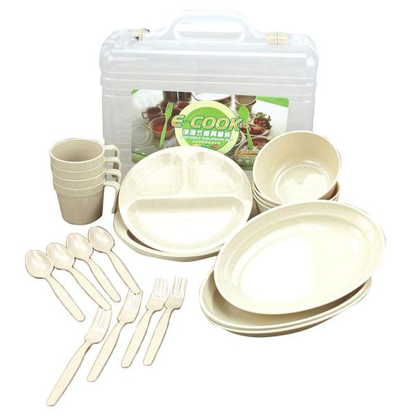

outdoor picnic barbecue portable plastic tableware set bowl dish cup set combination