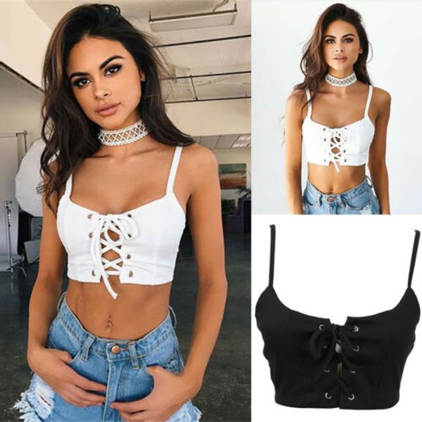 

2019 summer women bandage padded bralette bralet bra bustier crop- solid color cami sale, White