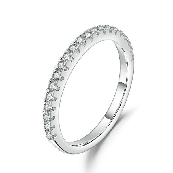 

gem's ballet luxe 925 sterling silver classic wedding band ballad moissanite ring for women fine jewelry 0.015ct 1.5mm ef color, Golden;silver