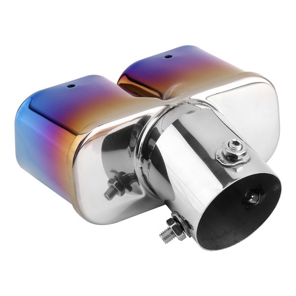 

car auto round exhaust muffler tip stainless steel exhause 1 to 2 dual pipe chrome trim modified car rear tail throat liner