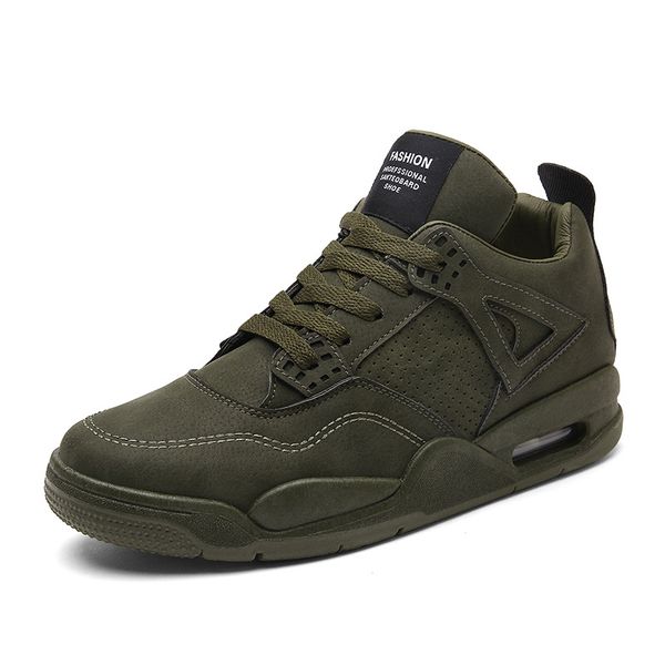 

men's shoes foreign trade large size retro leather in the men's fashion trend winter new sports casual running shoes wear-resist, Black