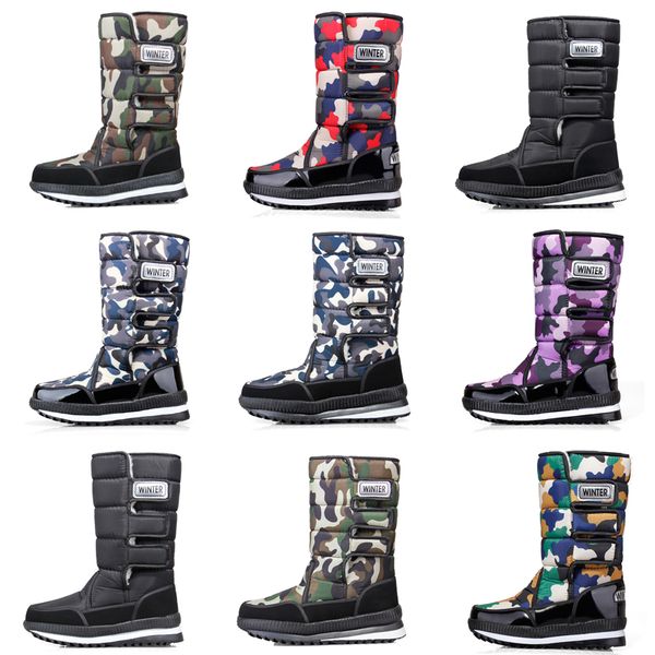 

discount fashion designer boots for women men camo half boot classic snow winter boots waterproof platform booties 36-46, Black