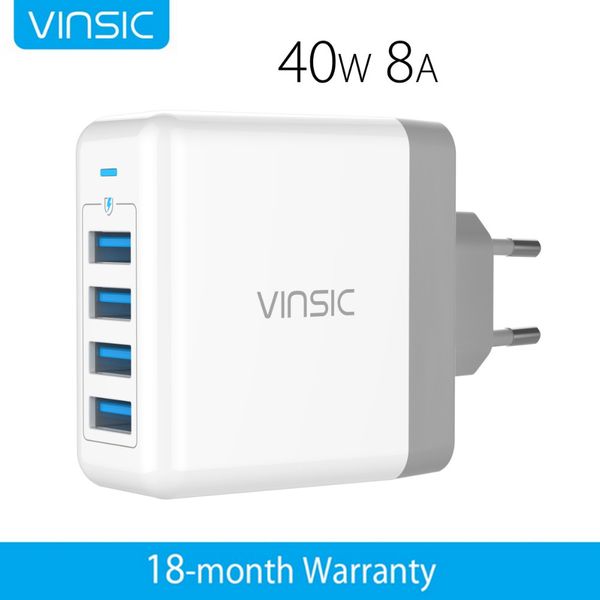 

vinsic 4 usb wall charger universal travel charger wall charger 2.4a for iphone 7 plus samsung s8 s7 edge s6 xiaomi smart phones
