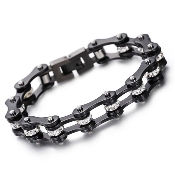 

mens biker 316l stainless steel sportbike chic motorcycle chain link bracelet gifts for men boys, Black