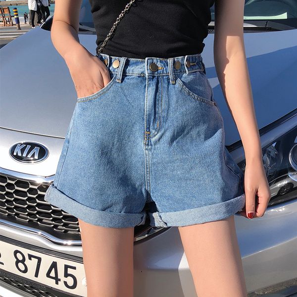 

tom hagen women's denim shorts classic vintage high waist blue wide leg female caual elegant summer ladies black shorts jeans, White;black