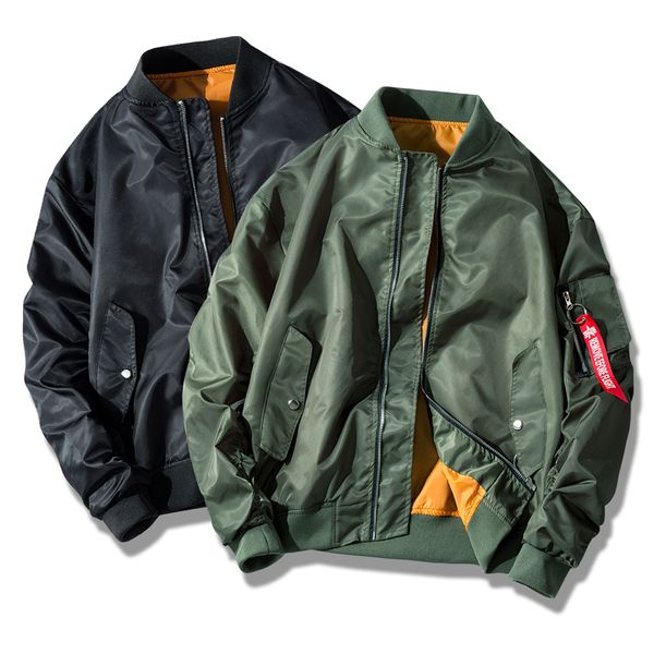 

men jackets clothes ma1 army bomber jackets vintage windbreaker autumn hip hop streetwear neutral casual, Black;brown