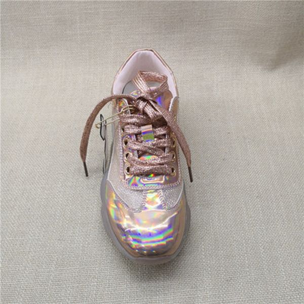 

2019 spring new laser metal patent leather thick bottom sponge cake jelly bottom old shoes sports shoes single women's sho, Black