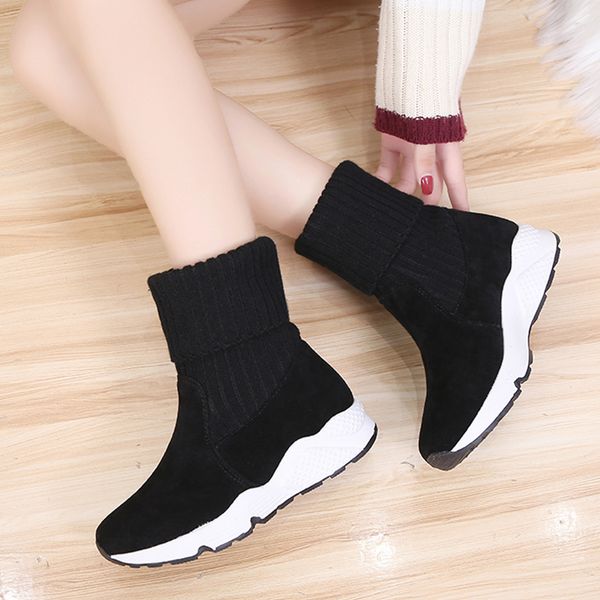 

jouir talons ins arrivals 2020 wholesale casual shoes women boots slip on comfortable mid calf boots lady shoes woman, Black