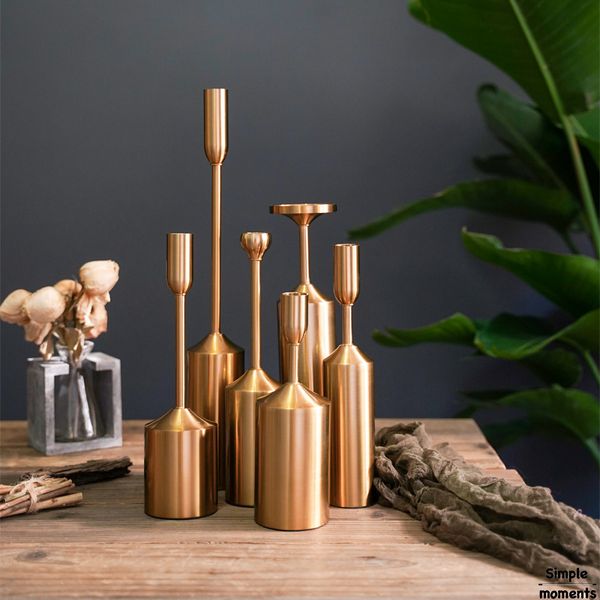

simple moments metal gold plated candle holders pillar wedding decoration candlestick home decoration candlestick