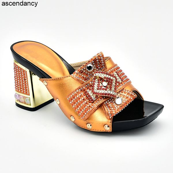 

african women shoes decorated with rhinestone italy women shoe for party italian summer high heels pumps, Black
