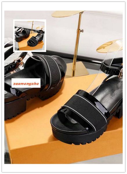 

женщины вскользь сандалии буквенные заклепки каблук обувь 1a3red коровьей кожи высокие каблуки лауреатом платформы сандалии size36, Black