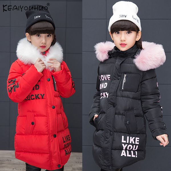 

girls coats jackets 2020 winter for girls clothes kids warm hooded thick long outerwear coats children jacket 8 10 year, Blue;gray