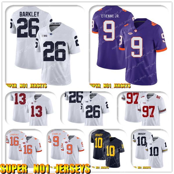 

5-24 ncaa 26 saquon barkley 9 travis etienne jr. clemson tigers college football jersey russell wilson shaquem griffin dk metcalf penny, Black;red