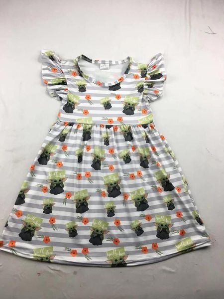 

2020 number one little girls short sleeve summer dress cartoon print toddler little girls dresses, Red;yellow