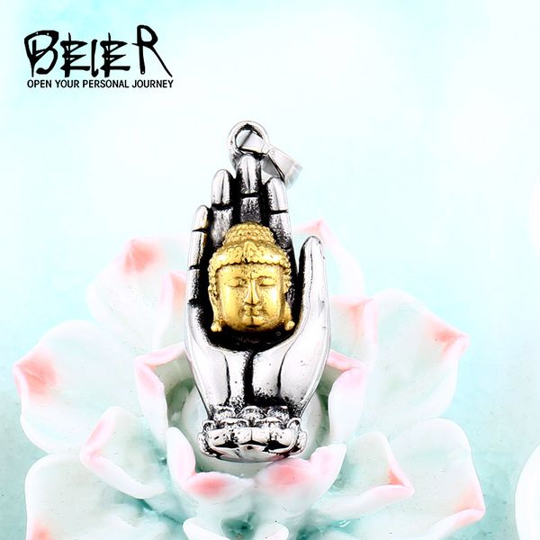 

beier the palm and gold buddha vinayaka vintage lord ganesha buddhism jewelry for women men necklaces wholesale bp8-407, Silver
