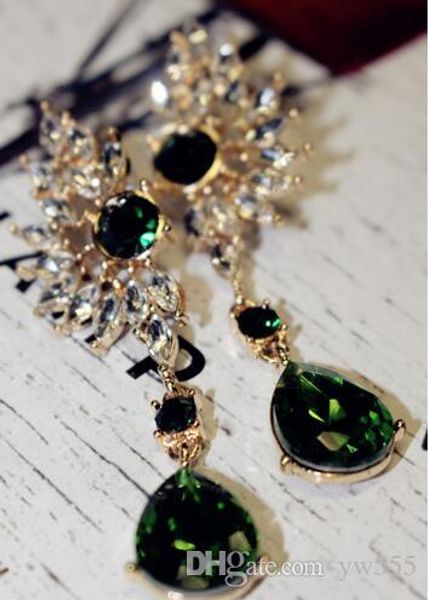 

2016 brand new jewelry bohemian wings long crystal drop earrings luxury ethnic big gem statement pendants earrings for women, Silver