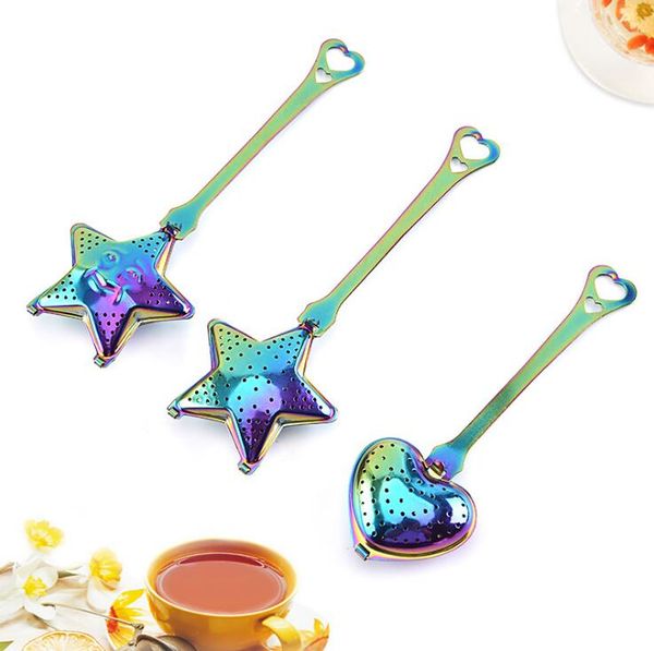 

3 styles metal tea strainer stainless steel color titanium tea infuser star heart shape tea infusers