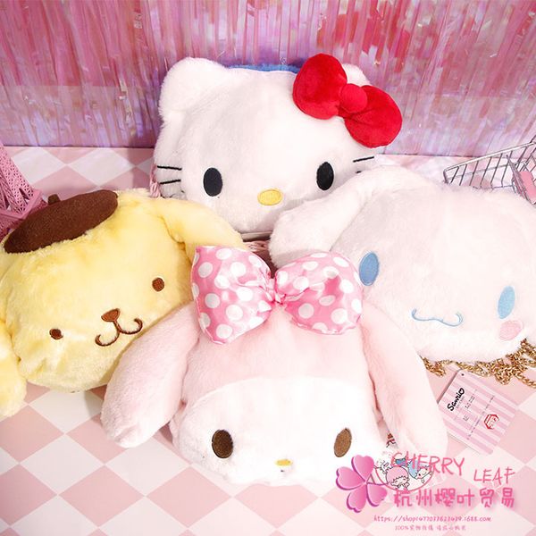 

ivyye 24cm kt cat cinnamoroll fashion anime plush shoulder bags soft cartoon tote casual fluffy dolls phone bag girls new