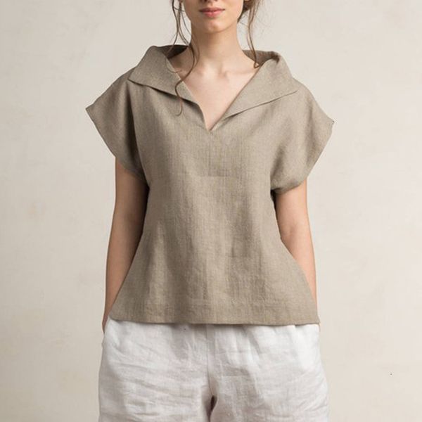 

womens blouses womens plus size women vintage blouses linen 2019 summer v neck short sleeve casual loose female femininas, White