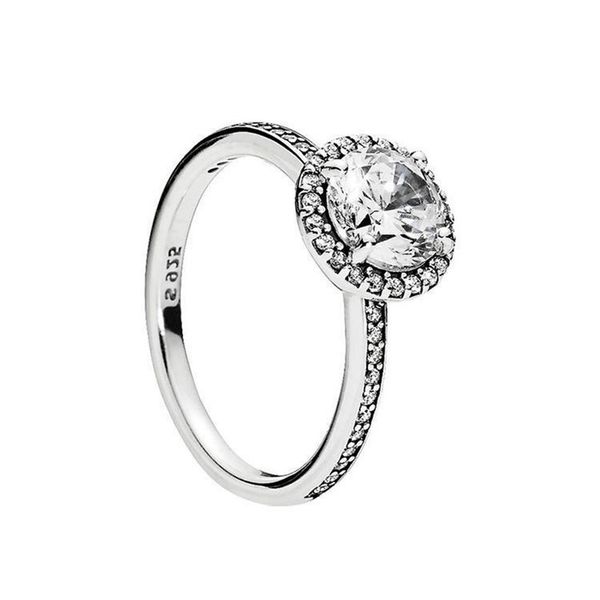 

real 925 sterling silver cz diamond ring with logo and original box fit pandora style wedding ring engagement jewelry for women, Slivery;golden