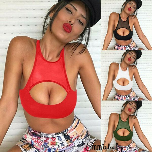 

au sport yoga vest tube crop sleeveless women t-shirts hollow blouse, White;red