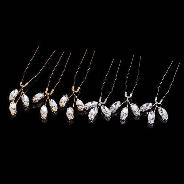 

pcs metal clear crystal bridal hair stick pin rhinestone wedding hairpin bridesmaid hair clip for women accessories jewelry, Golden;white