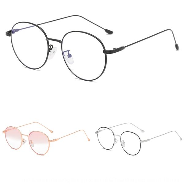 

oval anti-lan can myopia be matched with myopia glasses metal frame glasses, Silver