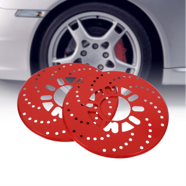 

1 set auto aluminium disc brake rotor trim decorative covers retrofit 26cm red