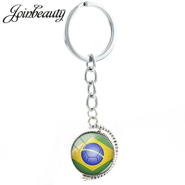 

joinbeauty double sides rotatable flag&football team logo keychain belgium mexico portugal brazil key chain ring holder n491, Silver
