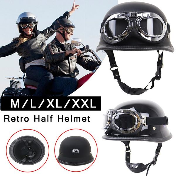 

lightweight retro motorbike helmet dot approved german style for open face motorcycle half helmet with glasses mat