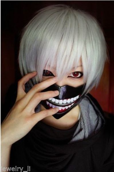 

tokyo ghoul cos kaneki ken short cosplay wig+ gfit wigs cap, Black