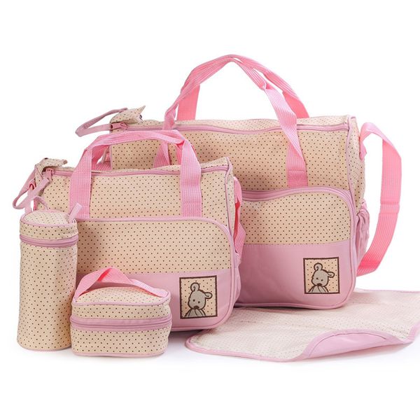 

5pcs Baby Hospital Durable For Mom Multifunctional Diaper Bags Set Waterproof Oxford Cloth Stroller Straps Changing Nappy