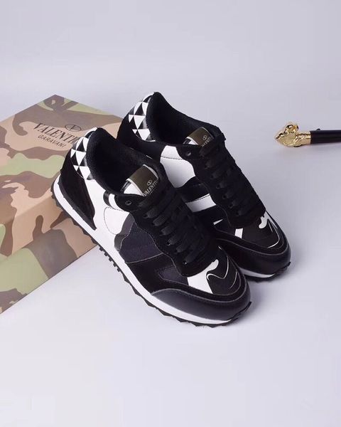 

2019 chain reaction luxury de igner hoe men women neaker runner now leopard black white uede leather neaker 13 valentino 35 46 a03, Black;brown