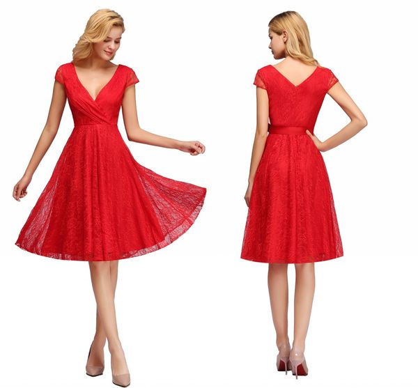 

короткие укороченные рукава кружева коктейль платья sexy v шеи пояс рождество формальные вечерние платья выпускного вечера платье cps1148, Black