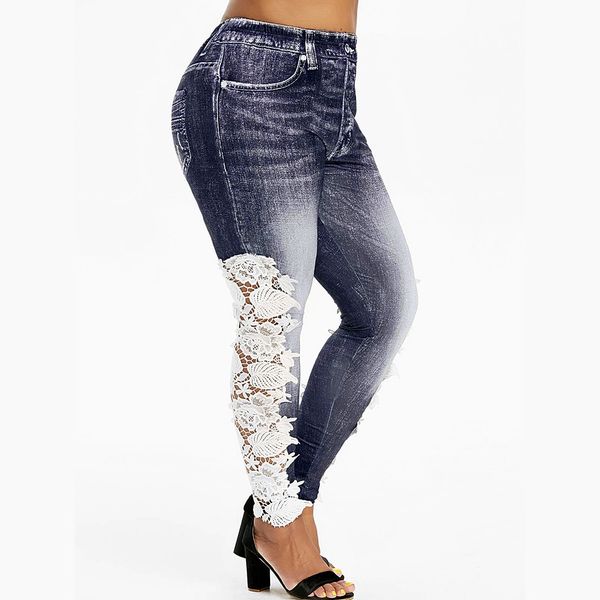 

women high waist jeans leggings fashion push up jeans slim stretch pencil pants thin fake denim jeggings femme clothing, Black