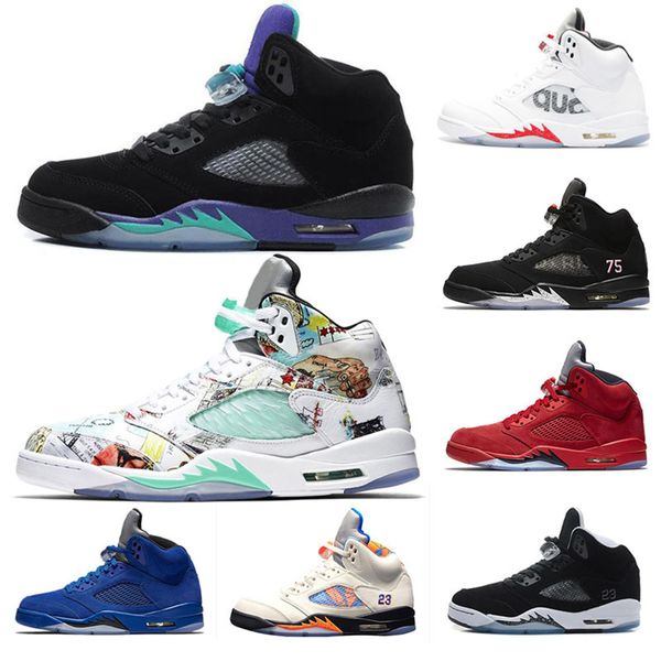 

psg 5 5s mens basketball shoes v psg x pairs black grape wings blue suede red camo grey designer sneakers trainers size 7-13