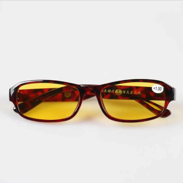 

night vision reading glasses men and women plastic magnet frame yellow lens eyewear diopter 1.0-4.0 retro presbyopic eyeglasses, Silver