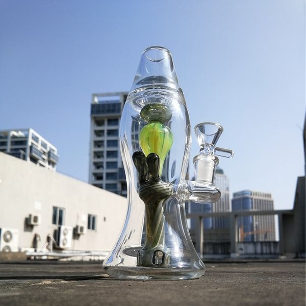 Toptan LAVA Lamba Benzersiz Bongs Yeşil Mini Dab Rig Nargile 5mm Kalın Duman Borular Yağı Kuleleri Küçük Su Bong ile 14mm Cam Kase DHL XL-LX3