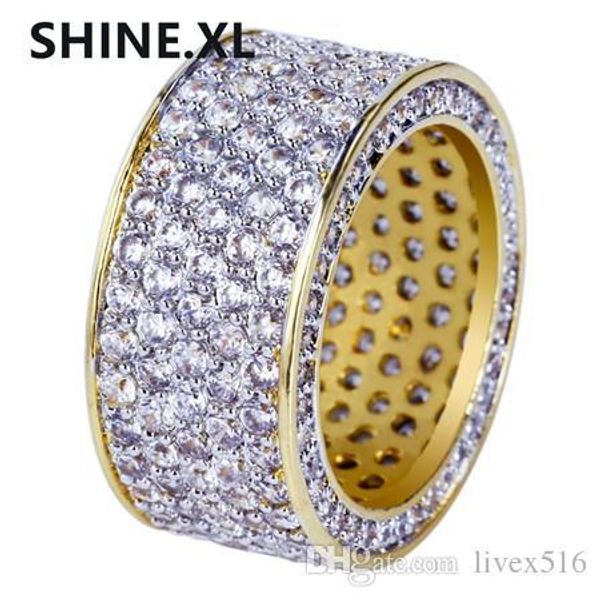 

новый стиль hip hop rock micro pave кубический циркон кольцо полный iced out bling медь цвет золота кольца для ювелирных изделий мужской, Silver